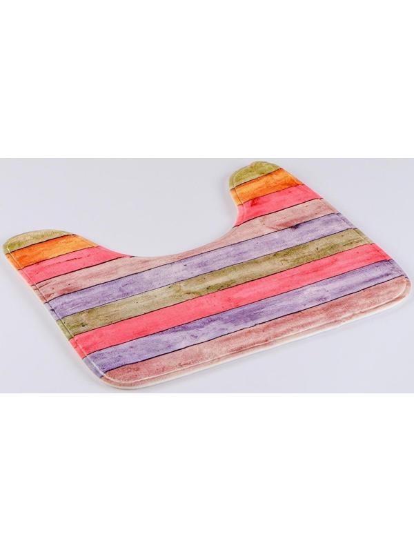 Набор ковриков для ванной и туалета Доляна «Цветные деревяшки», 2 шт: 40×45, 45×75 см