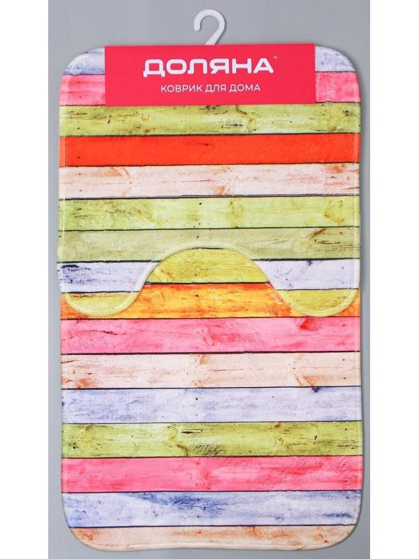 Набор ковриков для ванной и туалета Доляна «Цветные деревяшки», 2 шт: 40×45, 45×75 см