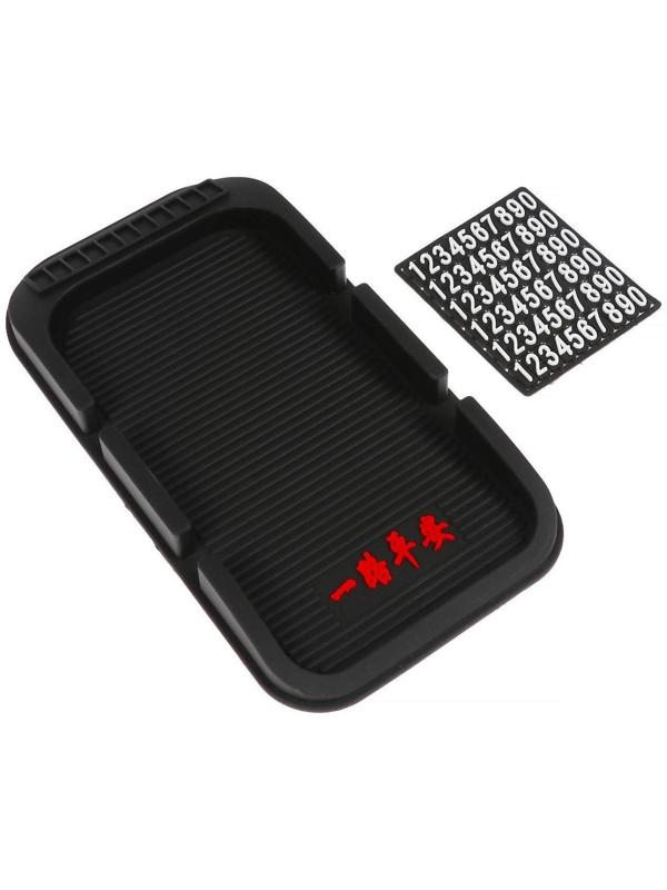 Коврик противоскользящий с номером телефона, 20×11 см, микс, черный