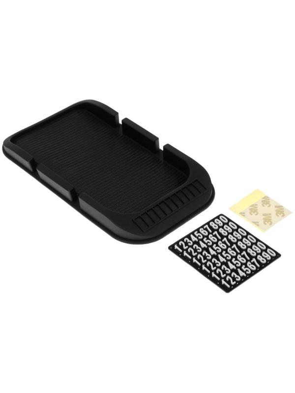 Коврик противоскользящий с номером телефона, 20×11 см, микс, черный