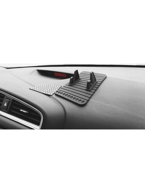 Коврик противоскользящий с подставкой под телефон и номером телефона, черный