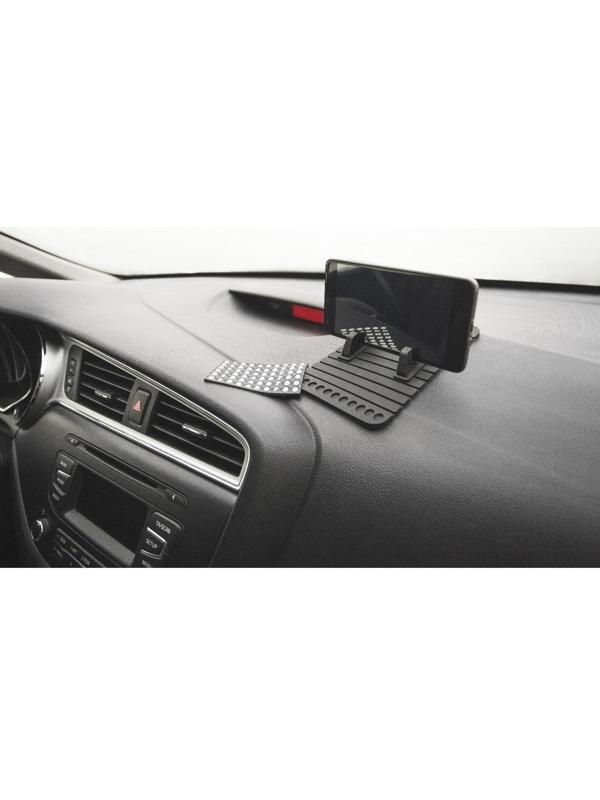 Коврик противоскользящий с подставкой под телефон и номером телефона, черный