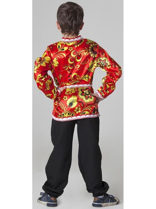 Карнавальная русская рубаха «Хохлома», атлас, р. 28, рост 98-104 см, цвет красный