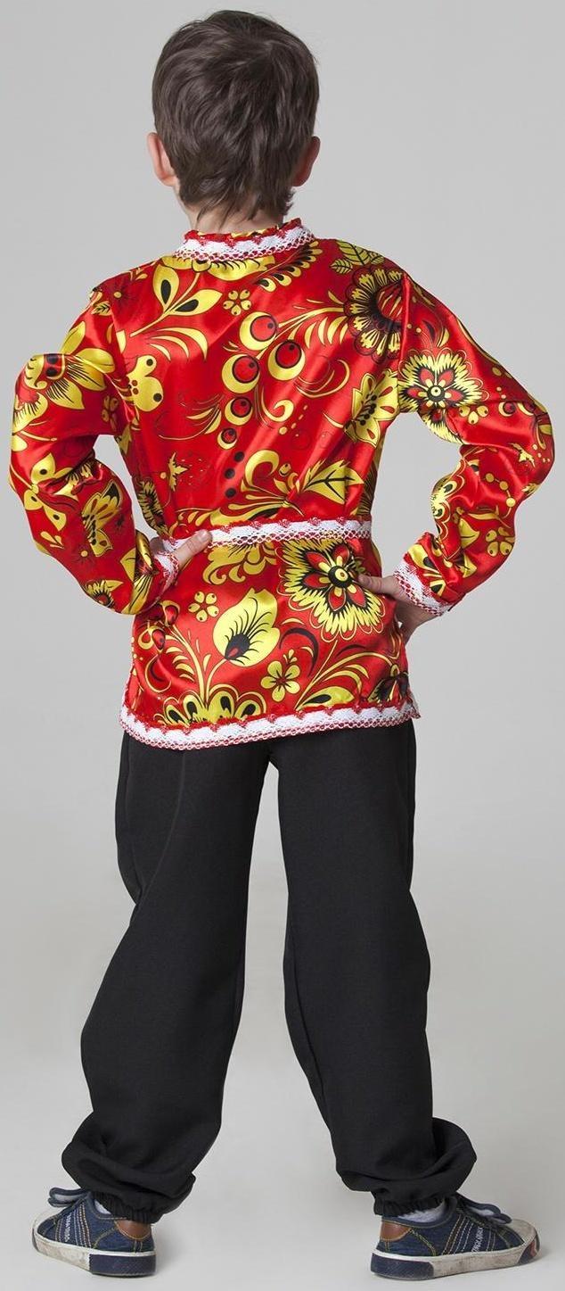 Карнавальная русская рубаха «Хохлома», атлас, р. 30, рост 110-116 см, цвет красный
