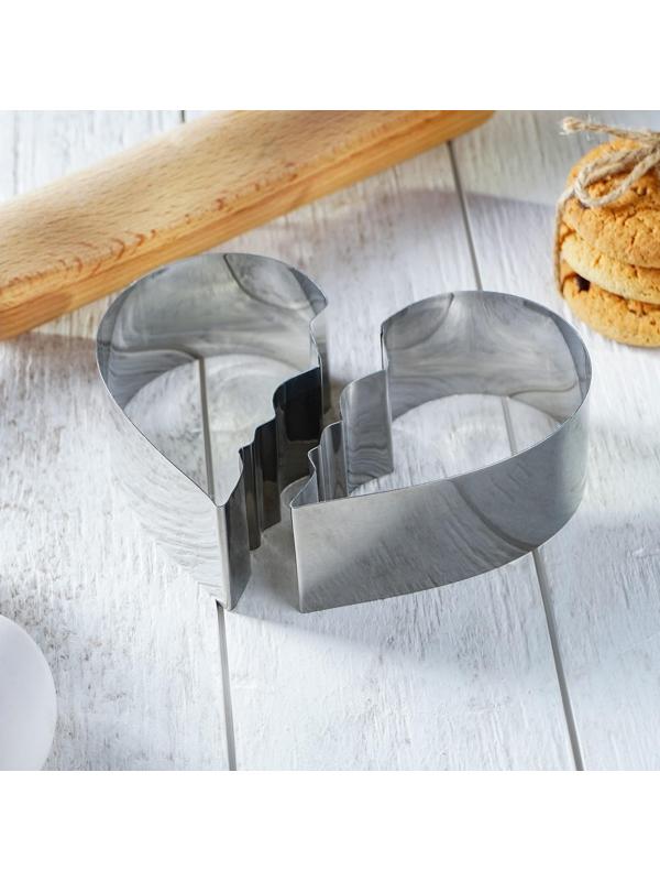 Набор форм для вырезания печенья «Половинки», 2 шт, 12×10×4 см, цвет хромированный