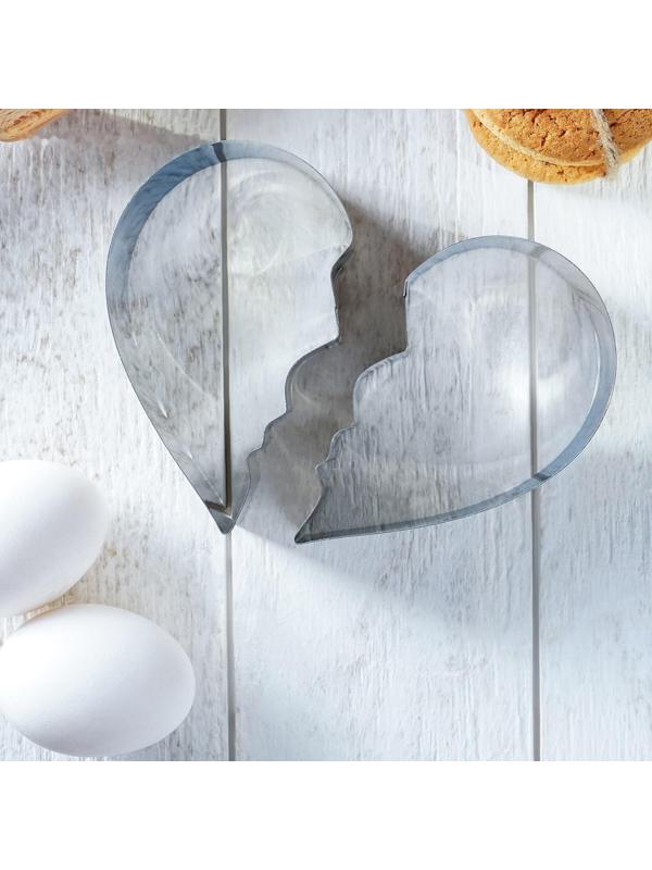 Набор форм для вырезания печенья «Половинки», 2 шт, 12×10×4 см, цвет хромированный