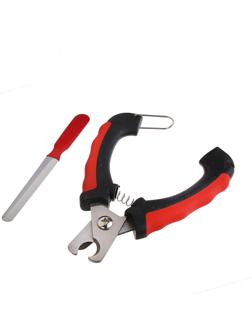 Набор по уходу за когтями: когтерез боковой (отверстие 14мм) и пилка, чёрно-красный