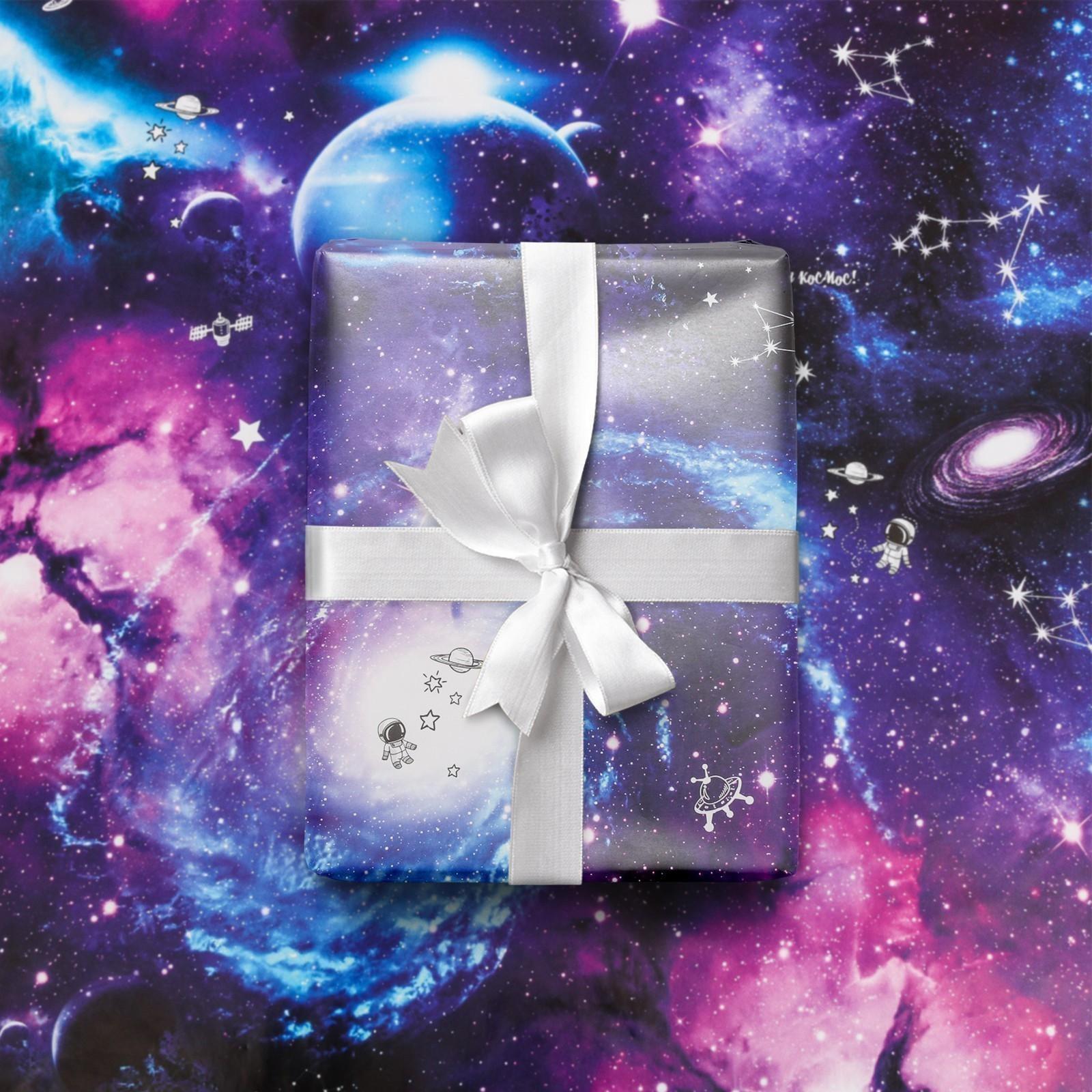 Бумага упаковочная глянцевая «Космос», 50 х 70 см / 10 шт.