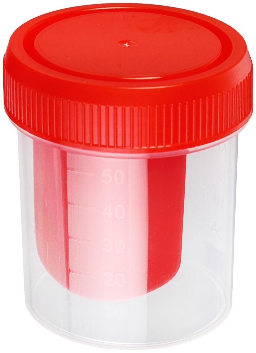 Контейнер для биопроб полимерный, стерильный, со шпателем, 60 мл