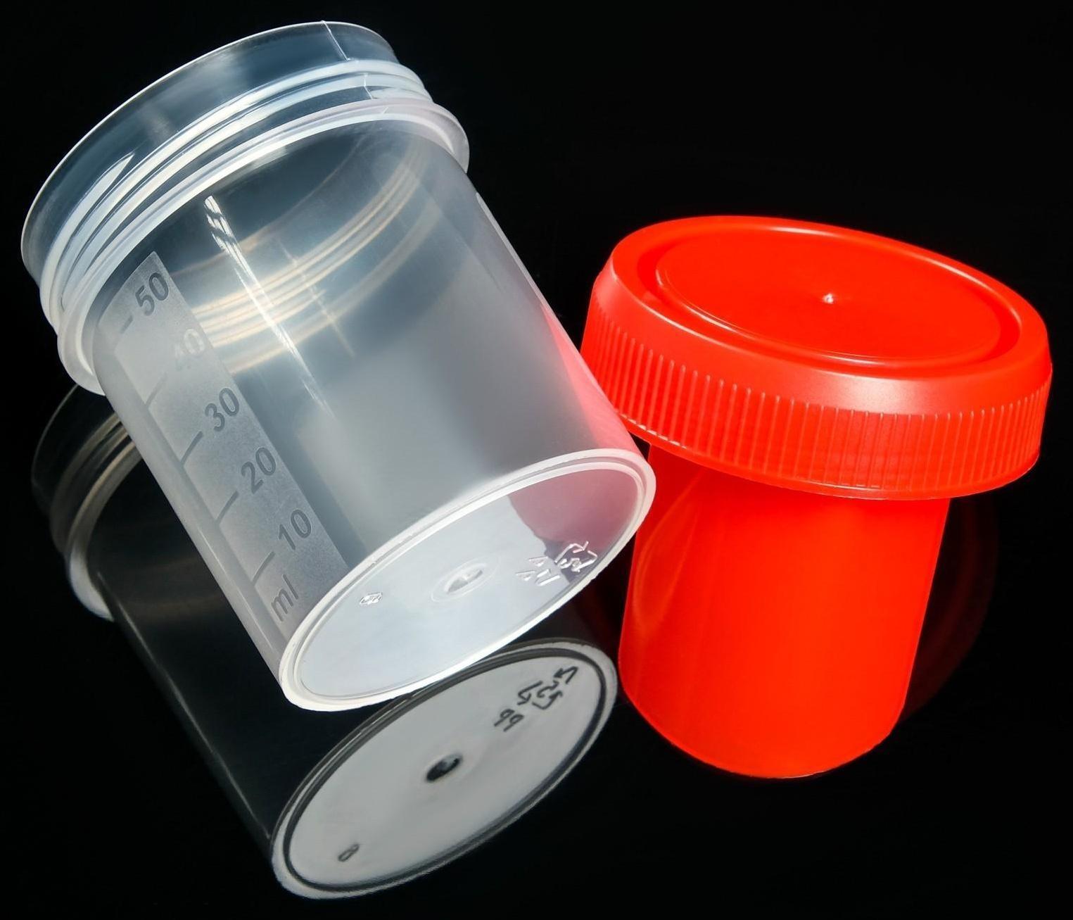 Контейнер для биопроб полимерный, стерильный, со шпателем, 60 мл