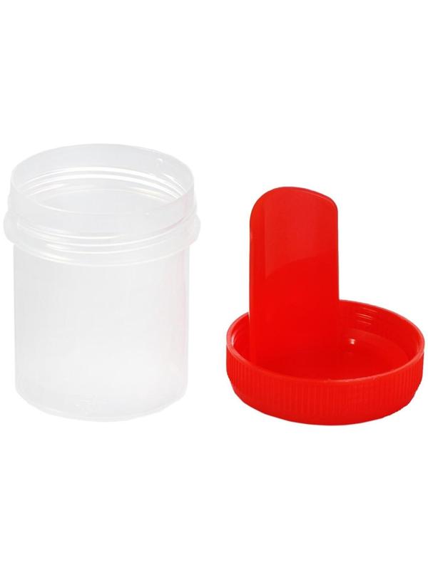 Контейнер для биопроб полимерный, стерильный, со шпателем, 60 мл