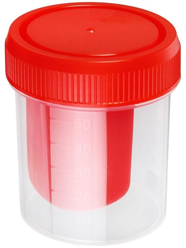 Контейнер для биопроб полимерный, стерильный, со шпателем, 60 мл
