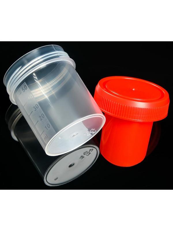 Контейнер для биопроб полимерный, стерильный, со шпателем, 60 мл