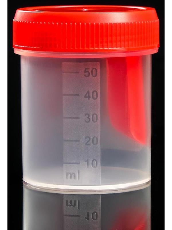 Контейнер для биопроб полимерный, стерильный, со шпателем, 60 мл