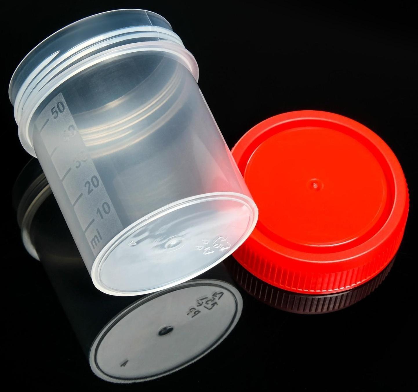 Контейнер для биопроб полимерный, стерильный, без шпателя, 60 мл