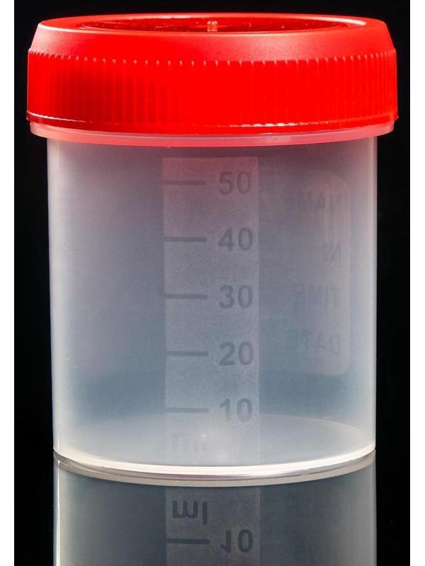 Контейнер для биопроб полимерный, стерильный, без шпателя, 60 мл