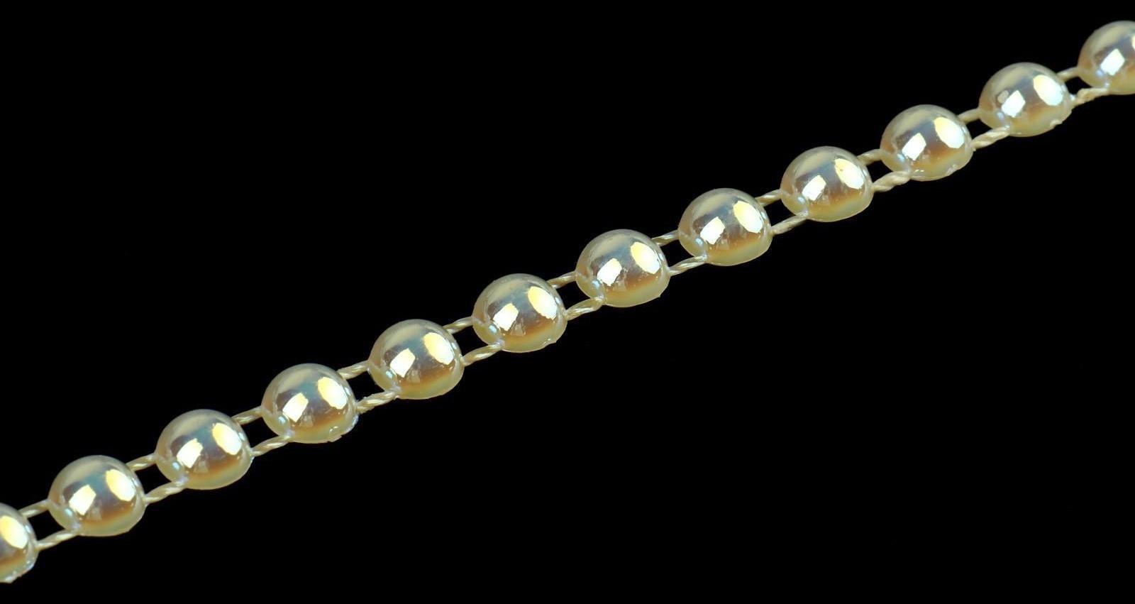 Жемчуг на нитях, с голографией, плоский, 4,5 мм, 9 ± 1 м, цвет белый