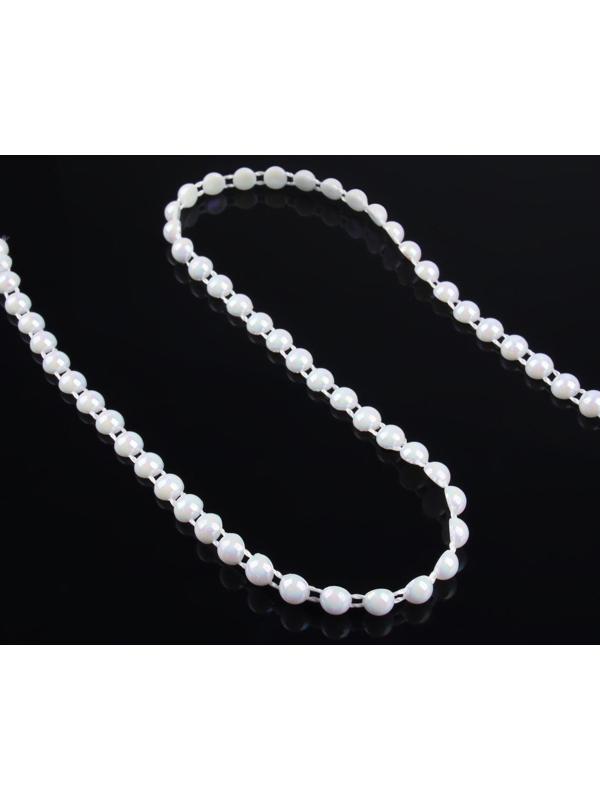 Жемчуг на нитях, с голографией, плоский, 6 мм, 9 ± 1 м, цвет белый