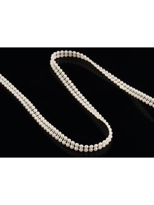 Жемчуг на нитях, плоский, 7 мм, 9 ± 1 м, цвет молочный