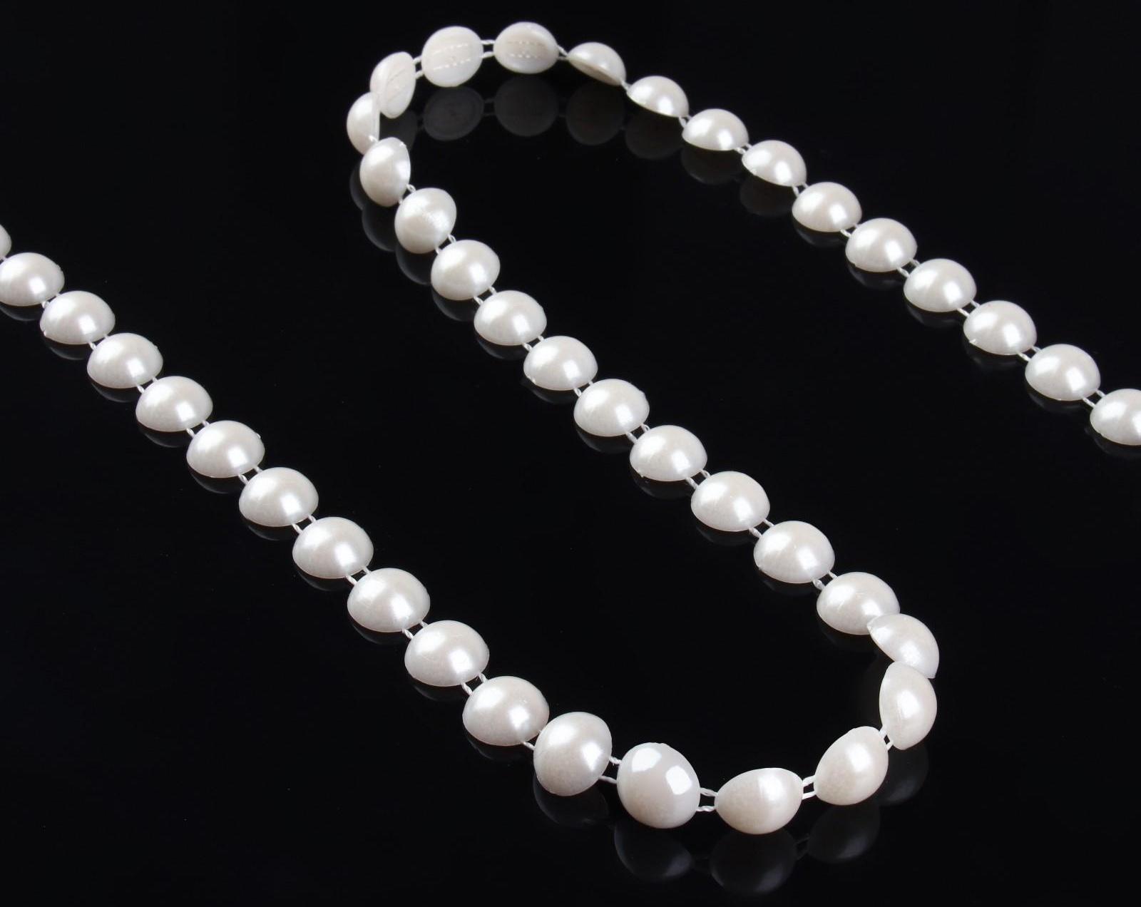 Жемчуг на нитях, плоский, 10 мм, 9 ± 1 м, цвет молочный