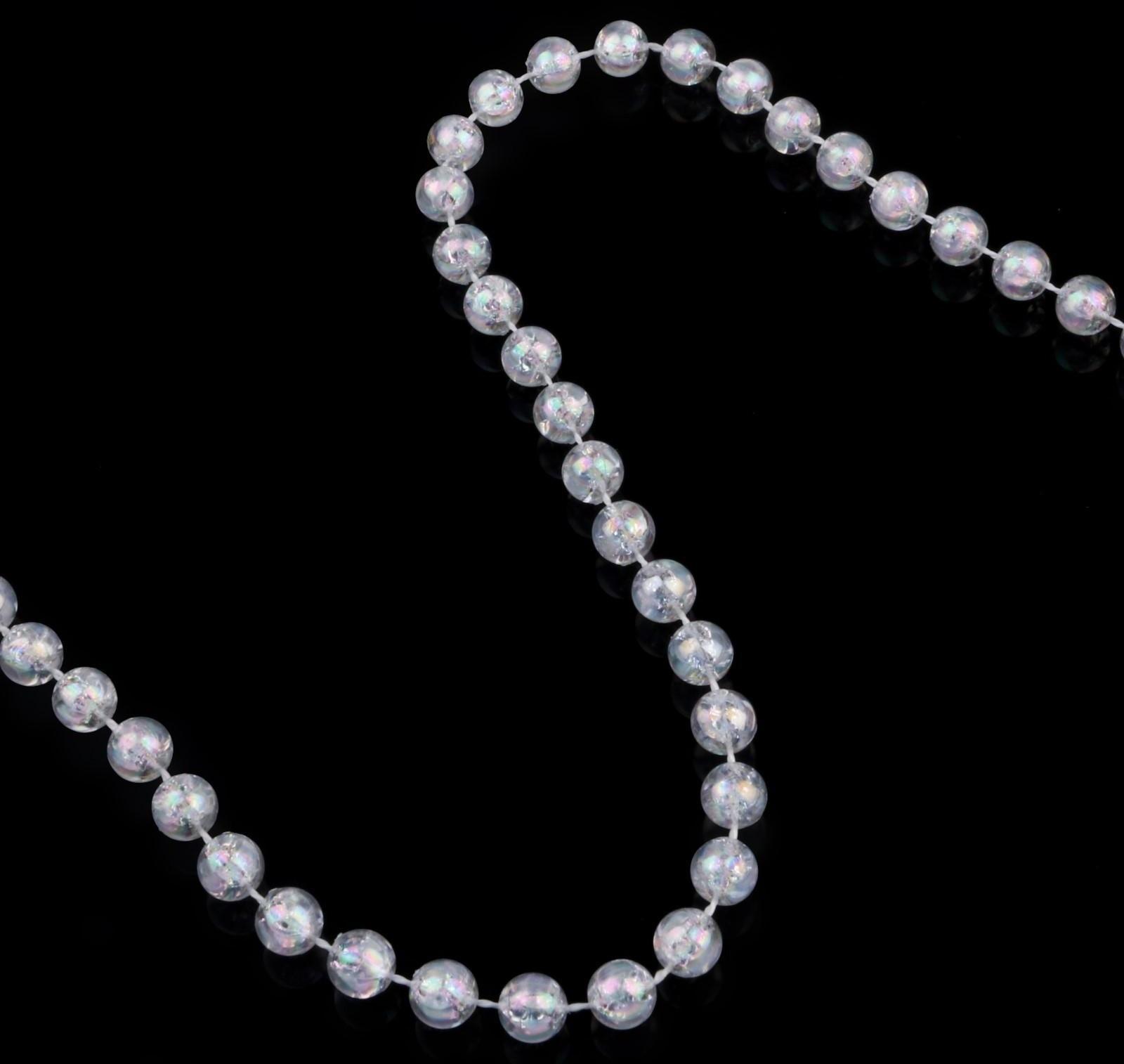 Бусы на нитях, с голографией, круглые, 8 мм, 9 ± 1 м, цвет прозрачный