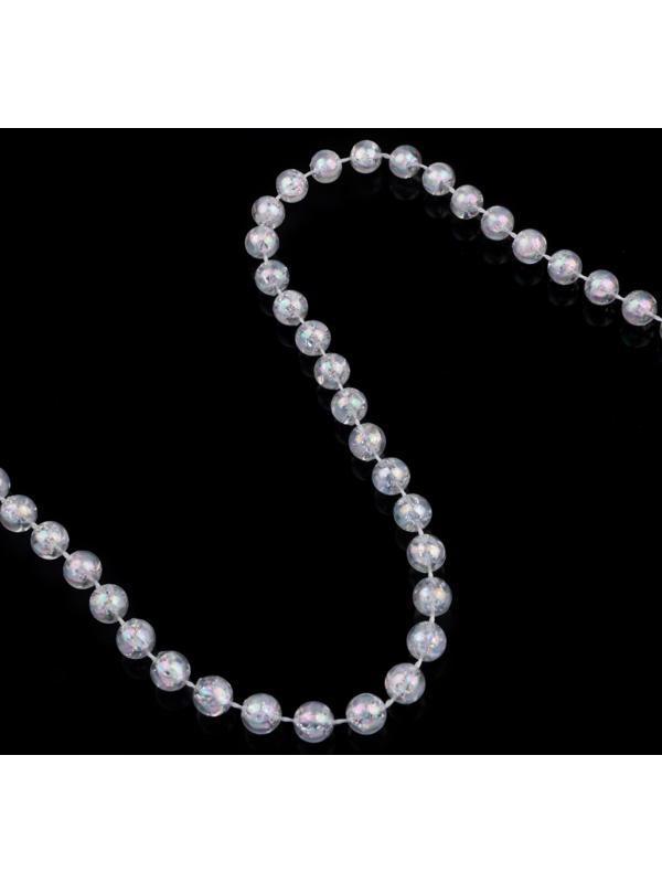 Бусы на нитях, с голографией, круглые, 8 мм, 9 ± 1 м, цвет прозрачный