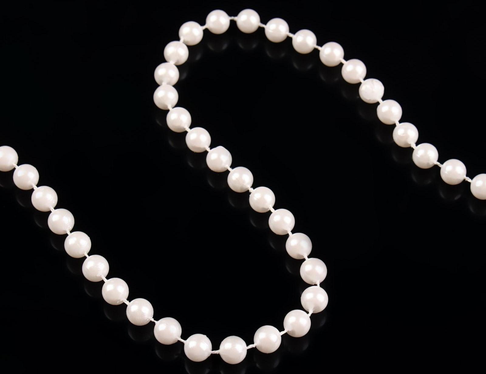 Жемчуг на нитях, круглый, 6 мм, 9 ± 1 м, цвет белый