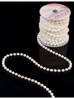 Жемчуг на нитях, круглый, 6 мм, 9 ± 1 м, цвет белый