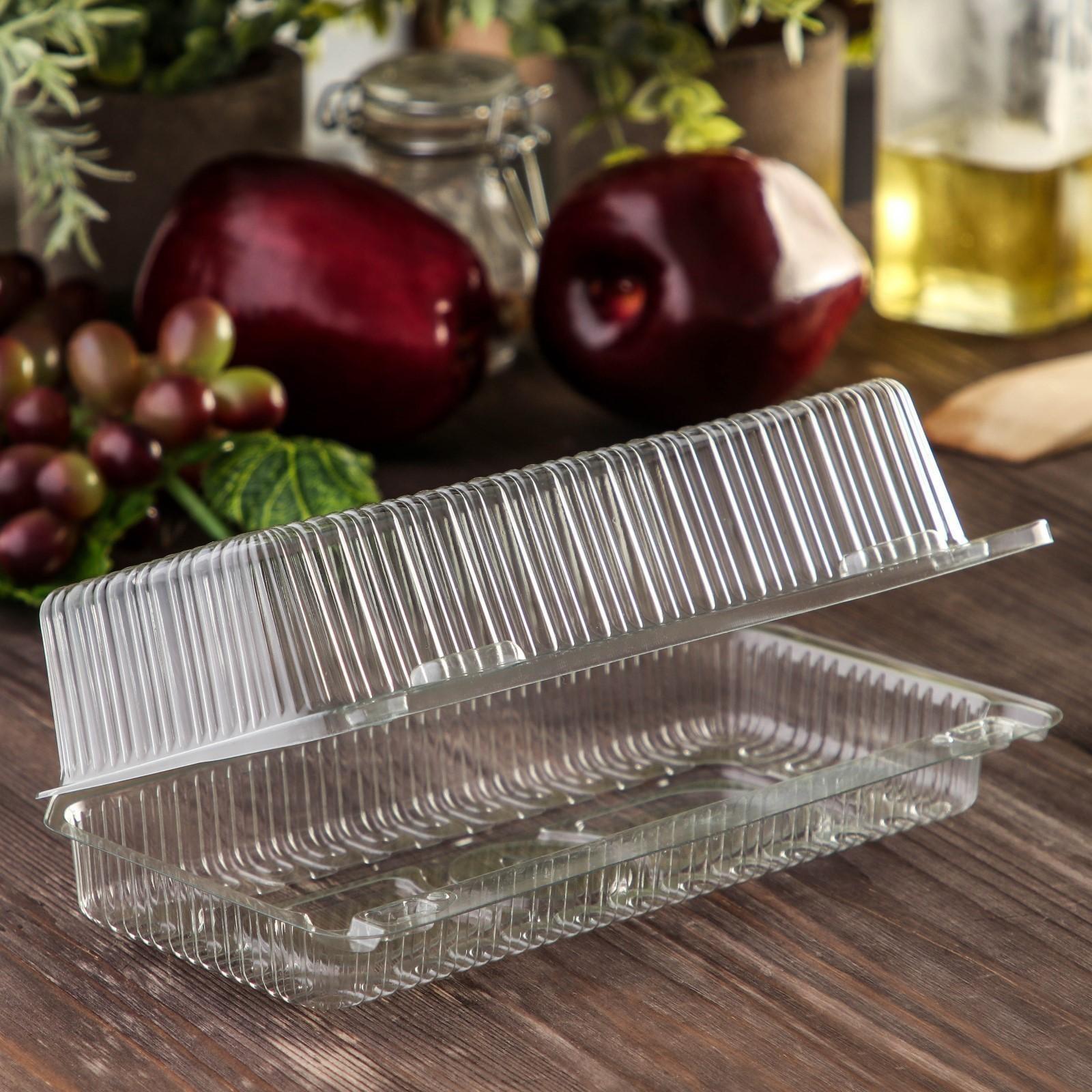 Контейнер одноразовый с неразъёмной крышкой, прямоугольный, 400 шт/уп