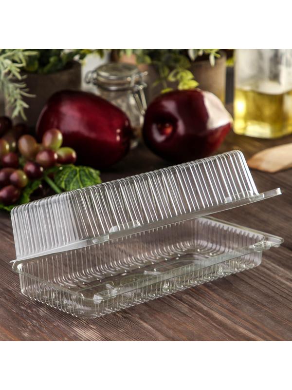 Контейнер одноразовый с неразъёмной крышкой, прямоугольный, 400 шт/уп