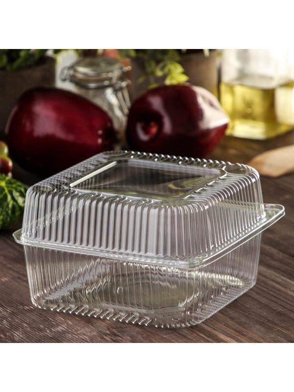 Контейнер одноразовый с неразъёмной крышкой ПР-К-15 В, квадратный, 250 мл, 15,2×15,2×8,1 см, 420 шт/уп