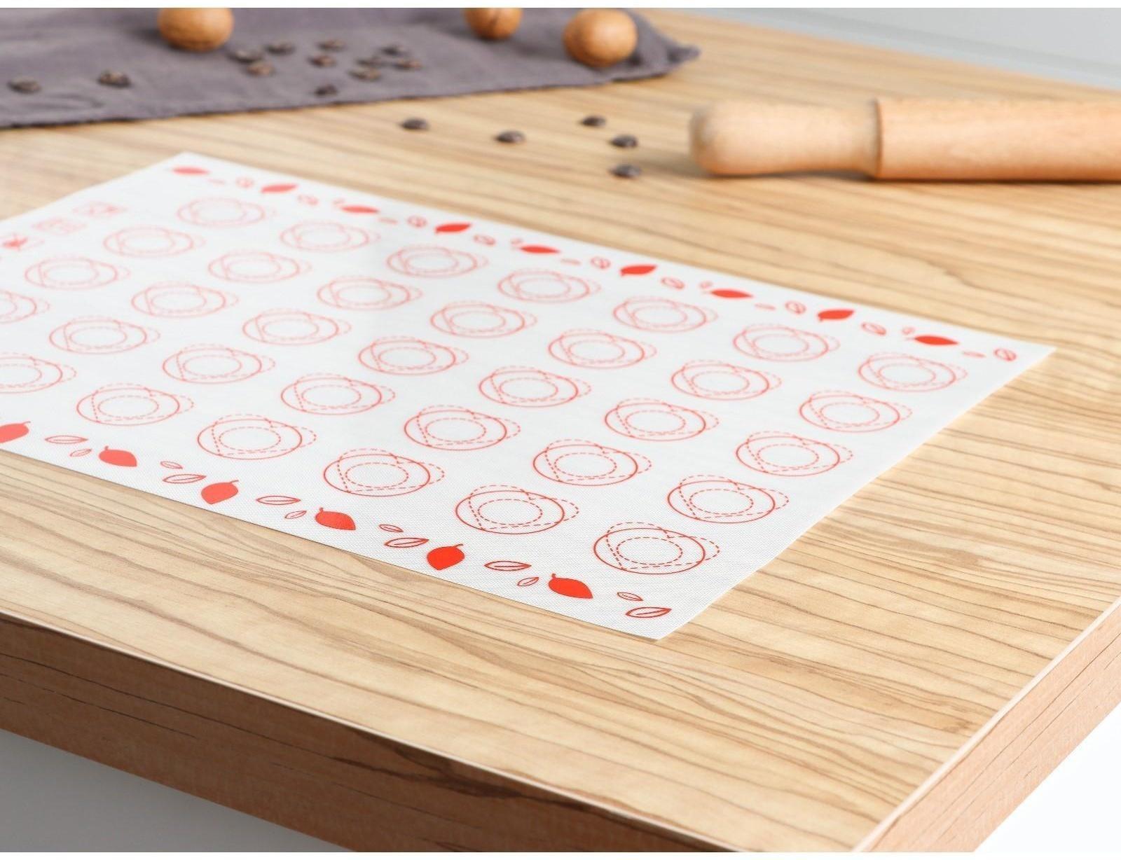 Силиконовый коврик для макаронс армированный Доляна, 40×30 см, цвет МИКС