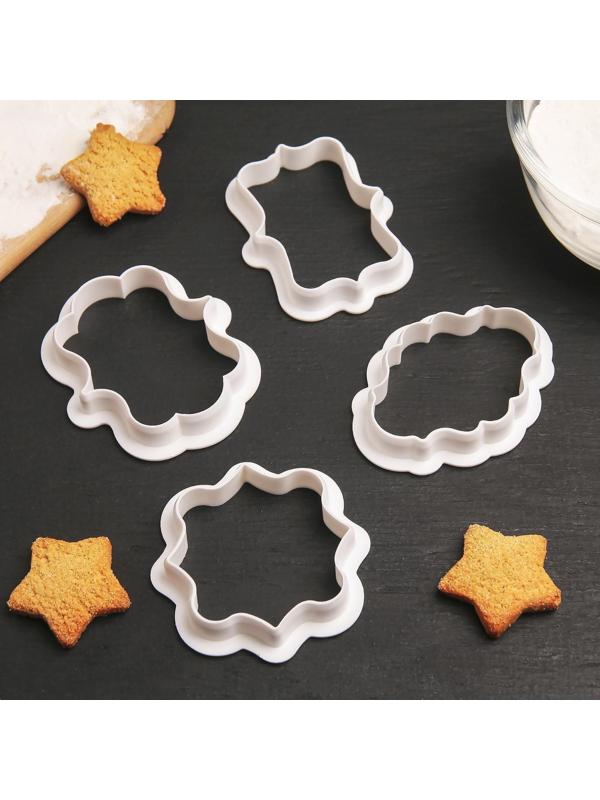 Набор выемок кондитерских «Рамки», 4 шт: 9×7,5 / 8,7×6,6 / 8×9 / 8,5×6,5 см, цвет белый