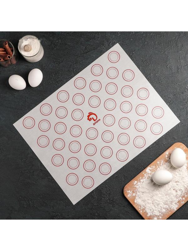 Силиконовый коврик для макаронс армированный Доляна, 40×30 см, цвет МИКС