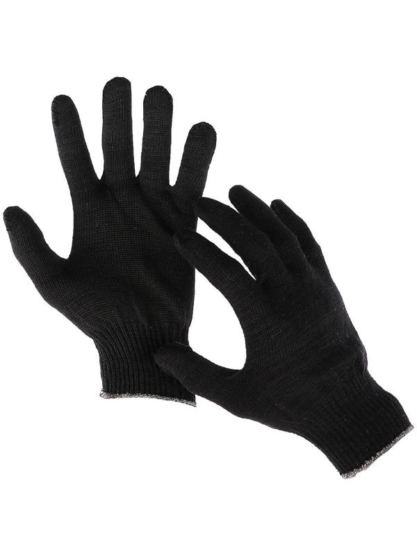 Перчатки, х/б, вязка 10 класс, 4 нити, размер 9, без покрытия, чёрные