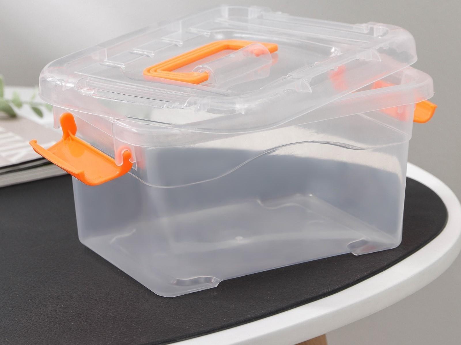 Контейнер пластиковый для хранения, 20×15×11 см, крышка с ручкой на защёлке, матовый