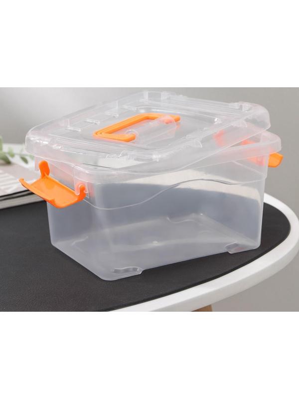 Контейнер пластиковый для хранения, 20×15×11 см, крышка с ручкой на защёлке, матовый