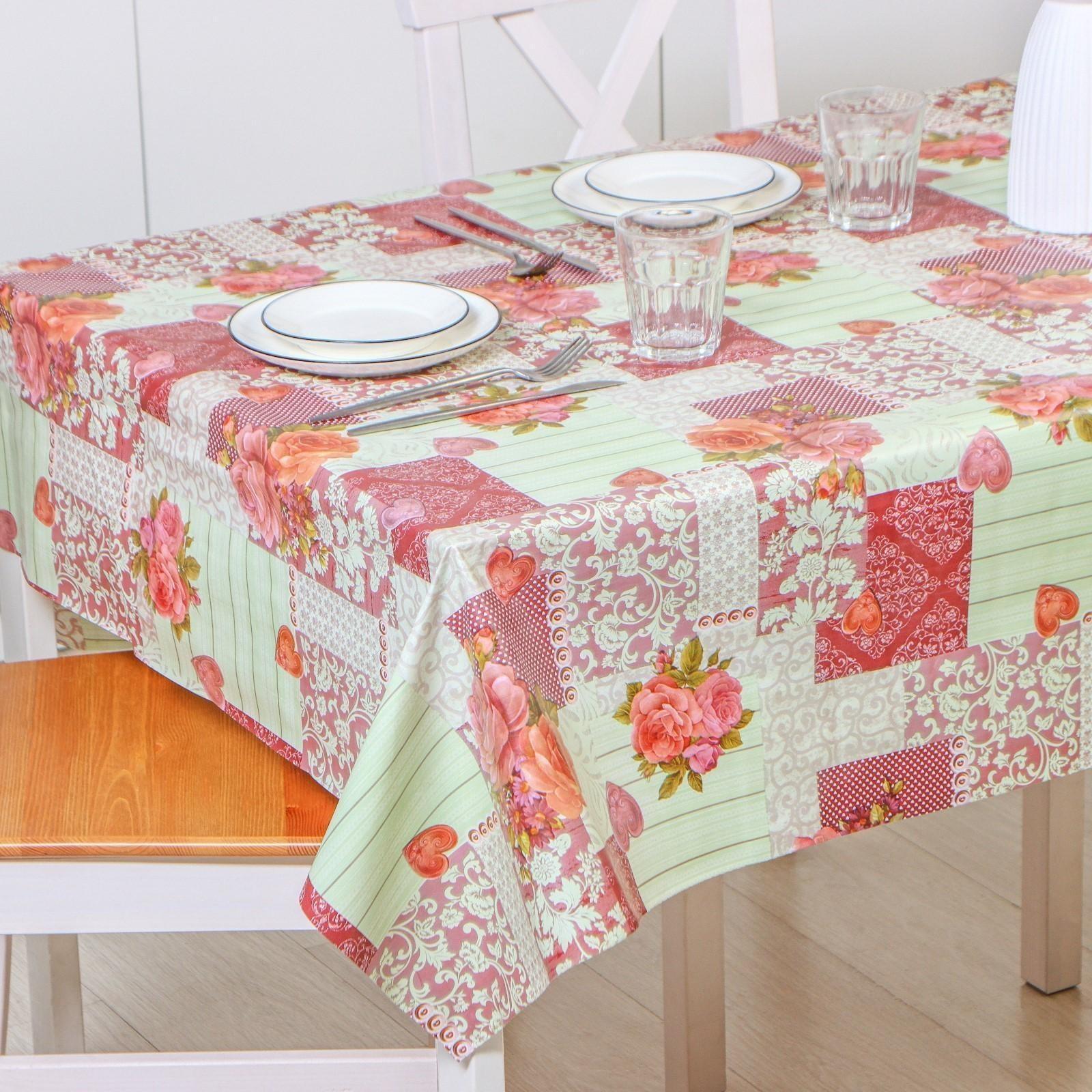 Клеёнка столовая на нетканой основе Доляна, ширина 137 см, толщина 0,08 мм, рулон 20 м