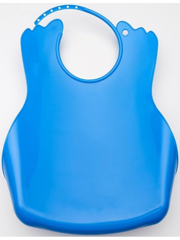 Нагрудник для кормления пластиковый с карманом, цвет сининй