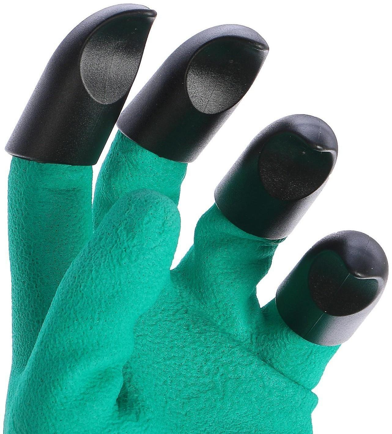 Перчатки нейлоновые «Землеройки», с латексной пропиткой, с когтями, зелёные