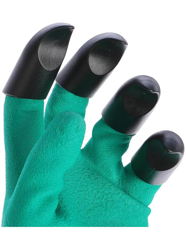 Перчатки нейлоновые «Землеройки», с латексной пропиткой, с когтями, зелёные