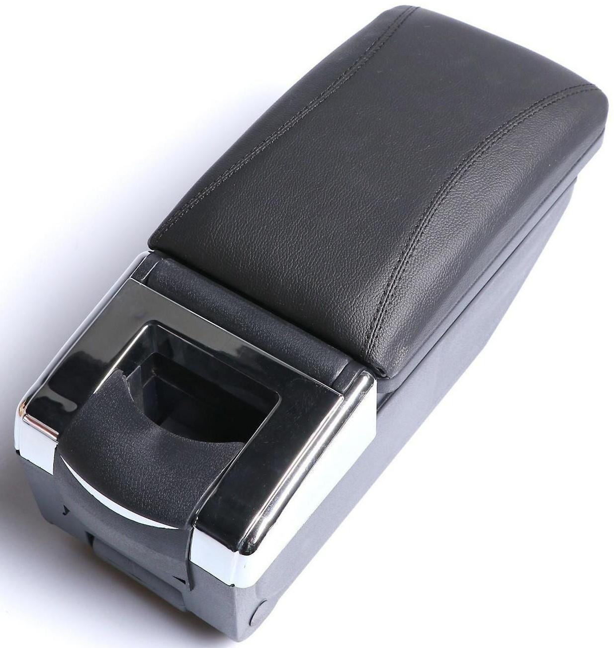 Подлокотник универсальный с пепельницей и подставкой подстаканником, черный,