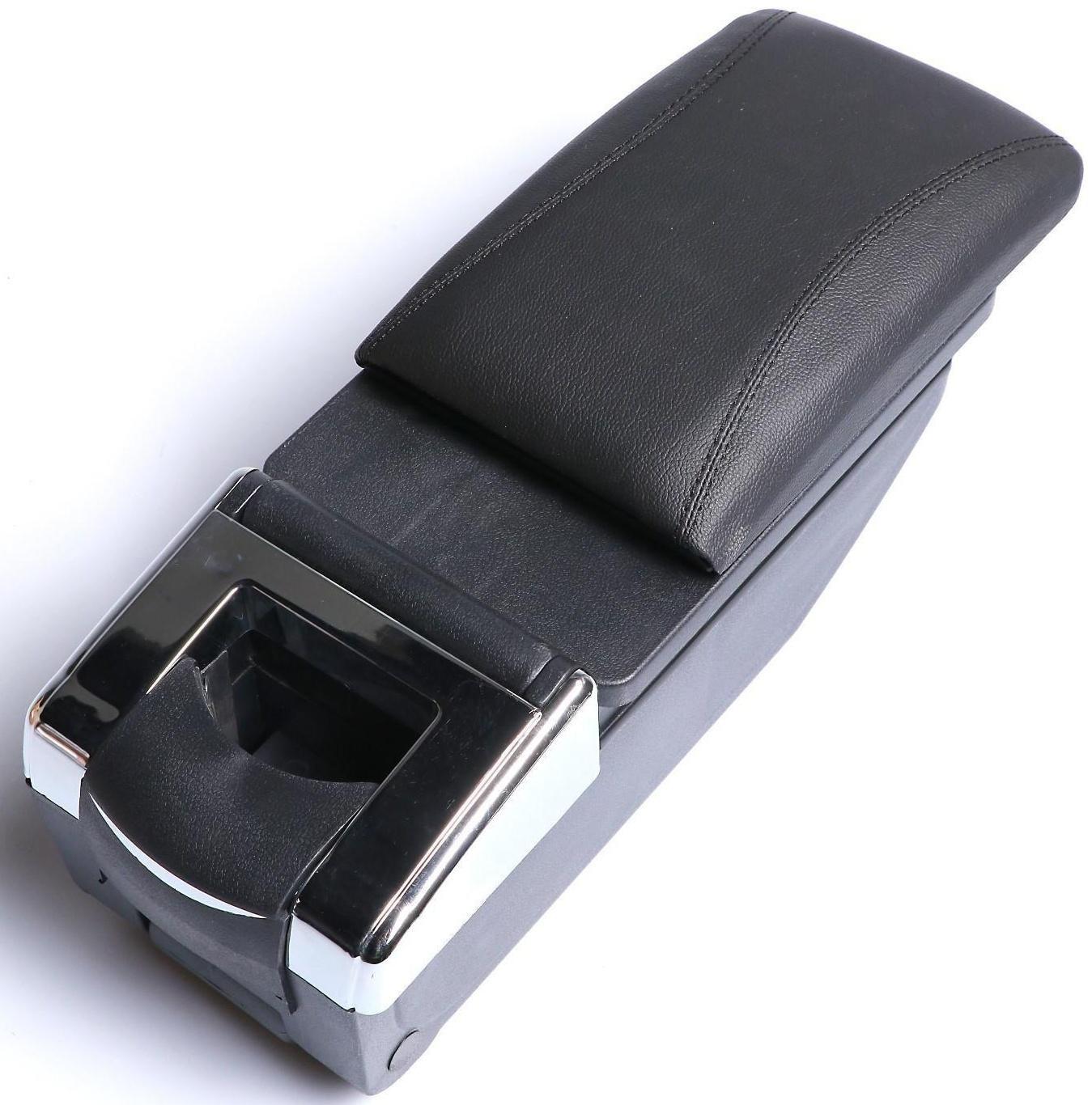 Подлокотник универсальный с пепельницей и подставкой подстаканником, черный,