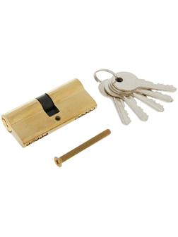 Цилиндровый механизм, 70 мм, английский ключ, 5 ключей, цвет золото