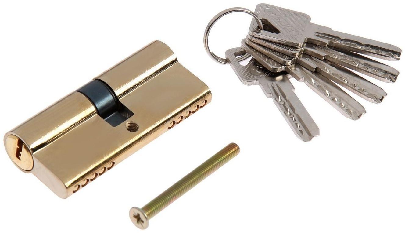 Цилиндровый механизм, 70 мм, перфор. ключ, 5 ключей, цвет золото