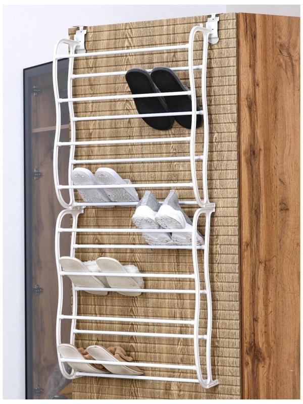 Обувница надверная, 8 ярусов (на 24 пары обуви), 50×20×124 см, цвет белый