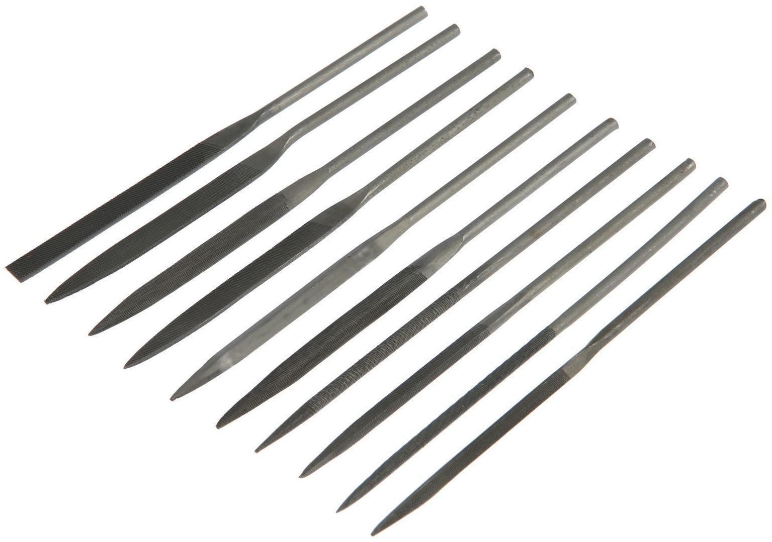 Набор надфилей ЛОМ, металлические рукоятки, 70 х 160 х 4 мм, 10 шт.