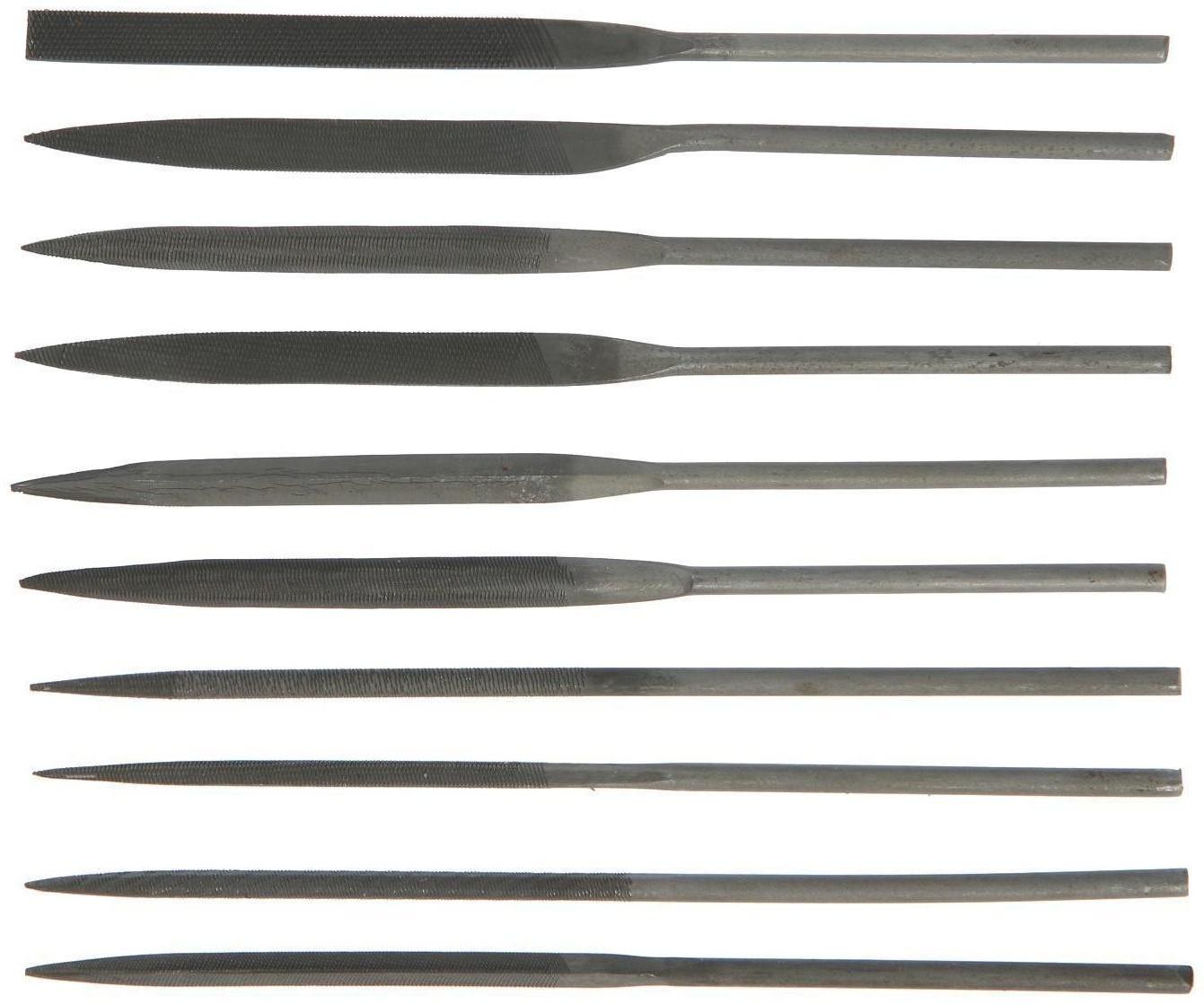 Набор надфилей ЛОМ, металлические рукоятки, 70 х 160 х 4 мм, 10 шт.