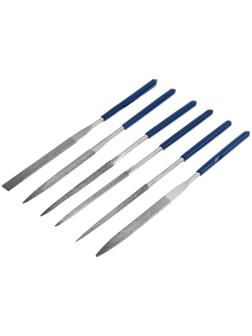 Набор надфилей алмазных ТУНДРА, обрезиненные рукоятки, 70 х 160 х 4 мм, 6 шт.