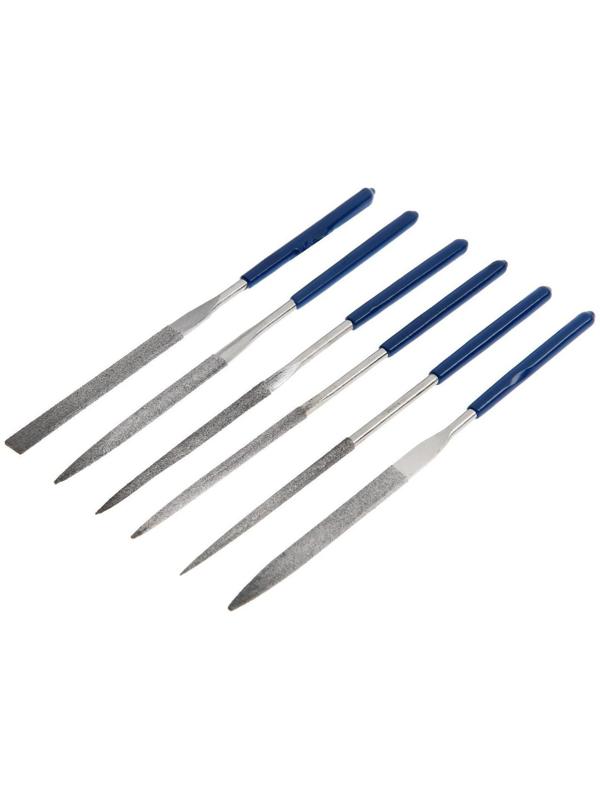 Набор надфилей алмазных ТУНДРА, обрезиненные рукоятки, 70 х 160 х 4 мм, 6 шт.